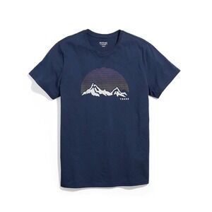Marine Layer Signature‎ Crew Graphic Tee in Black Iris Tahoe Navy Cotton Modal S